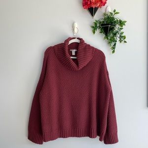 Forever 21 Lobster Bisque Textured Cowl neck Sweater Small